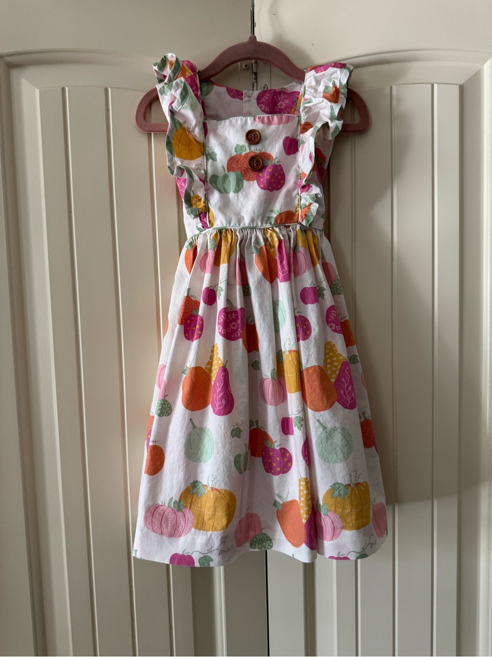 Eleanor Rose Girls Pumpkin Print Ruffle Dress - Size 5-6